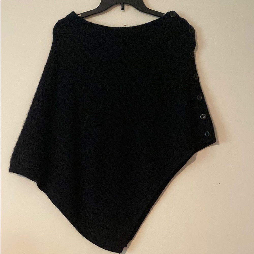 Women’s Ralph Lauren Elegant Black Buttoned poncho rabbit hair wool medium